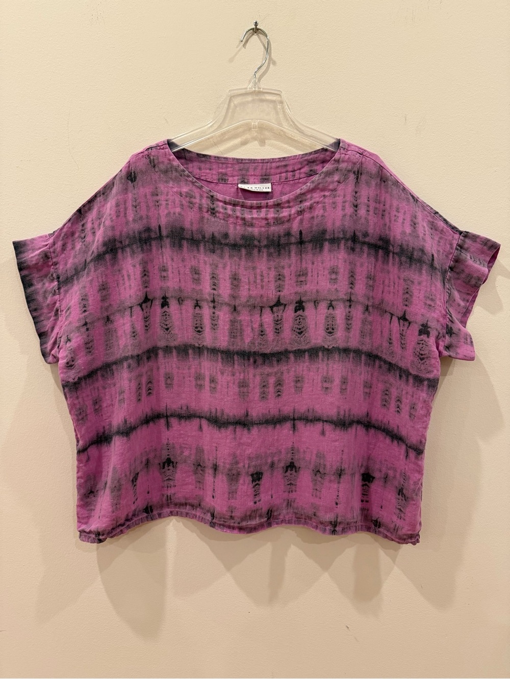 Bryn Walker Linen Boxy Relaxed Top Womens XL Extra Large Tie Dye Lagenlook Artsy